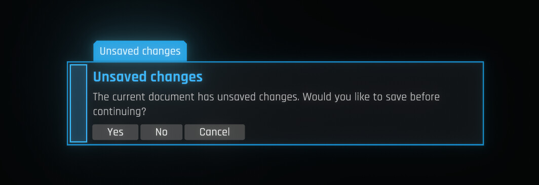 Screenshot of a blue question dialog asking the user if they want to save changes made in a file